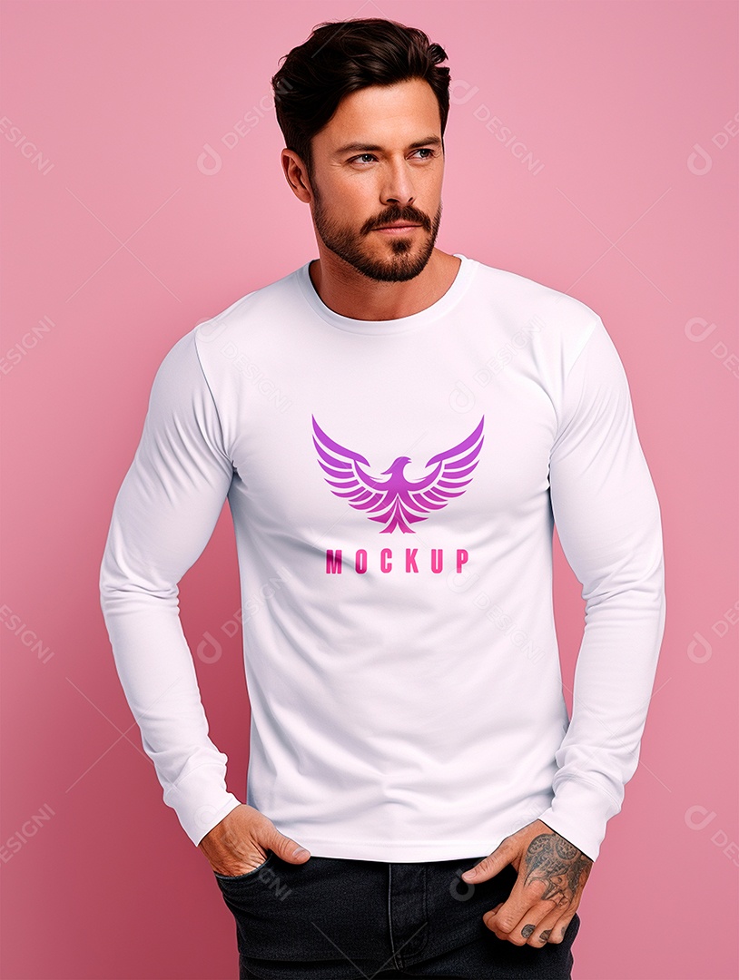Mockup de Camiseta Manga Longa PSD Editável