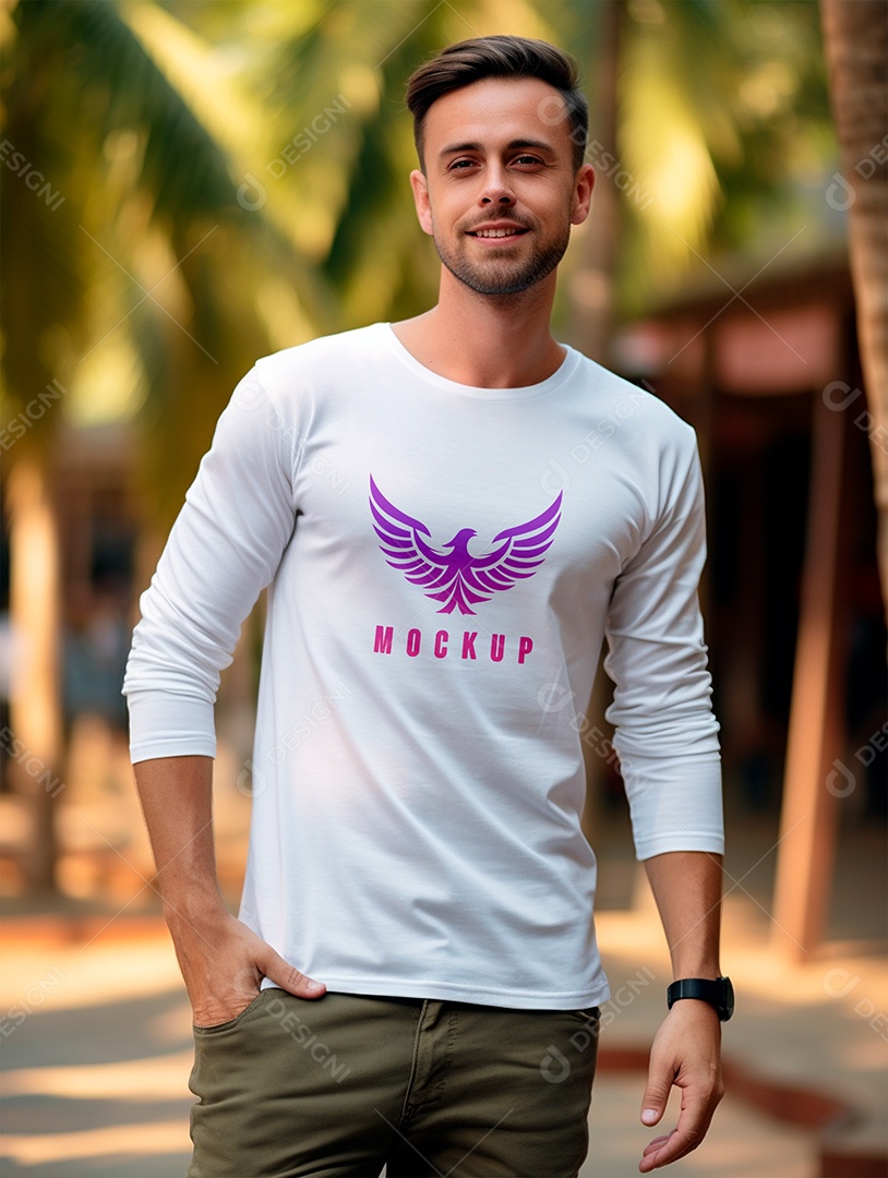 Mockup de Camiseta Manga Longa PSD Editável