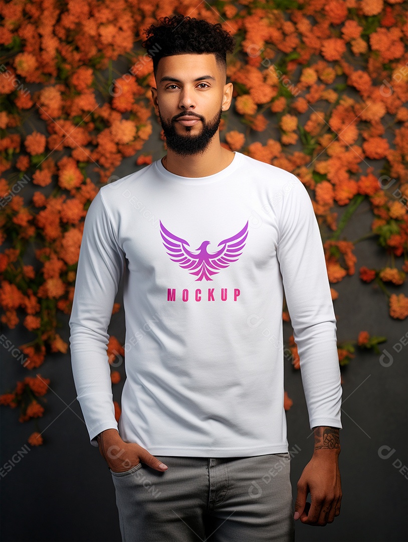 Mockup de Camiseta Manga Longa PSD Editável