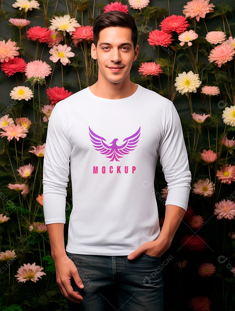 Mockup de Camiseta Manga Longa PSD Editável