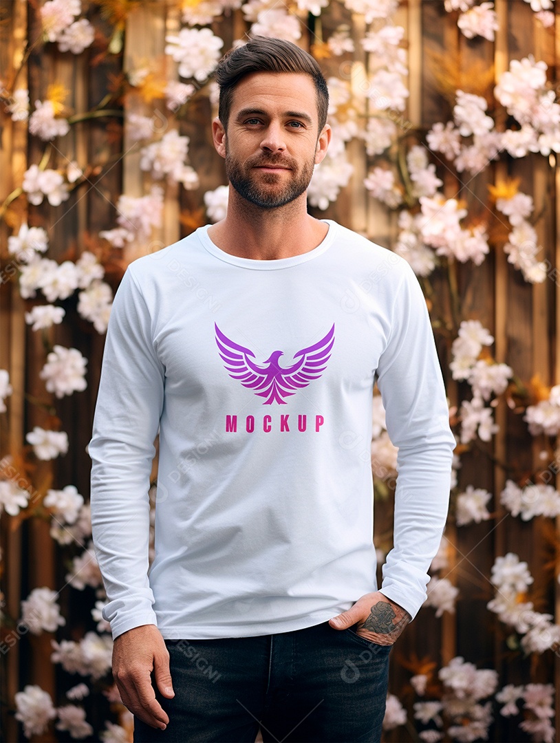 Mockup de Camiseta Manga Longa PSD Editável