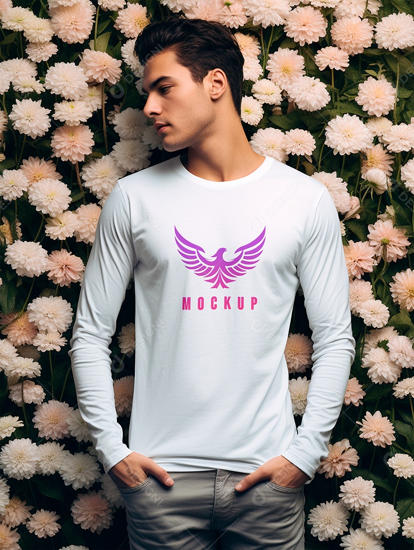 Mockup de Camiseta Manga Longa PSD Editável