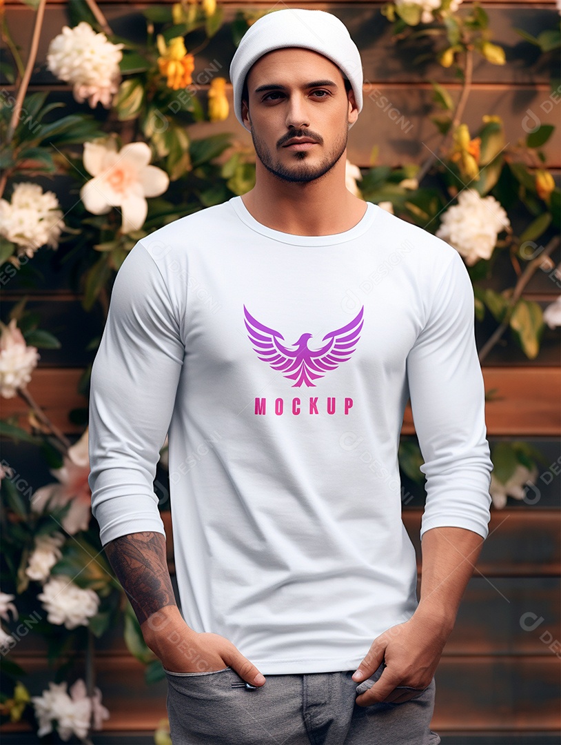 Mockup de Camiseta Manga Longa PSD Editável