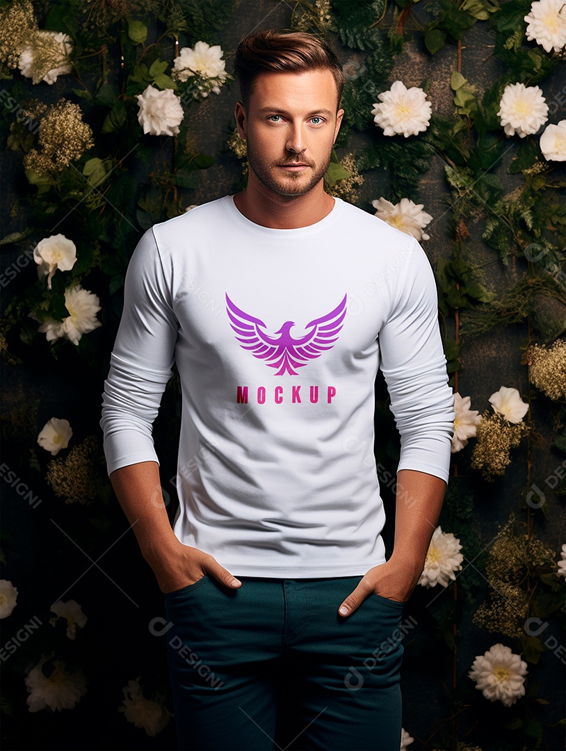 Mockup de Camiseta Manga Longa PSD Editável