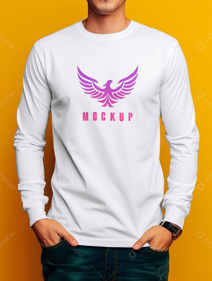 Mockup de Camiseta Manga Longa PSD Editável