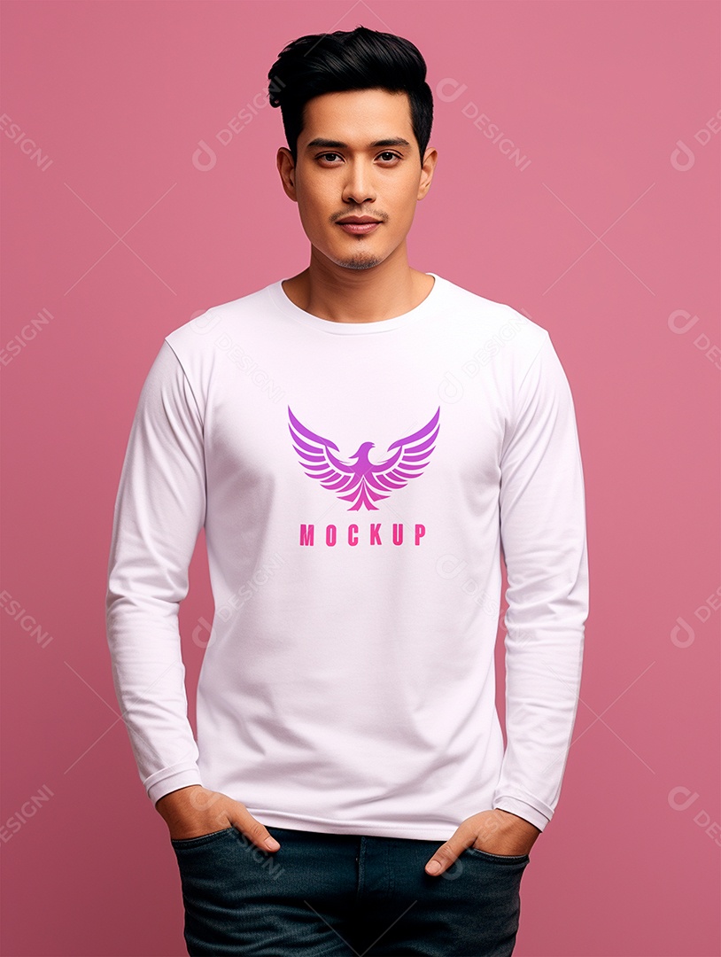 Mockup de Camiseta Manga Longa PSD Editável