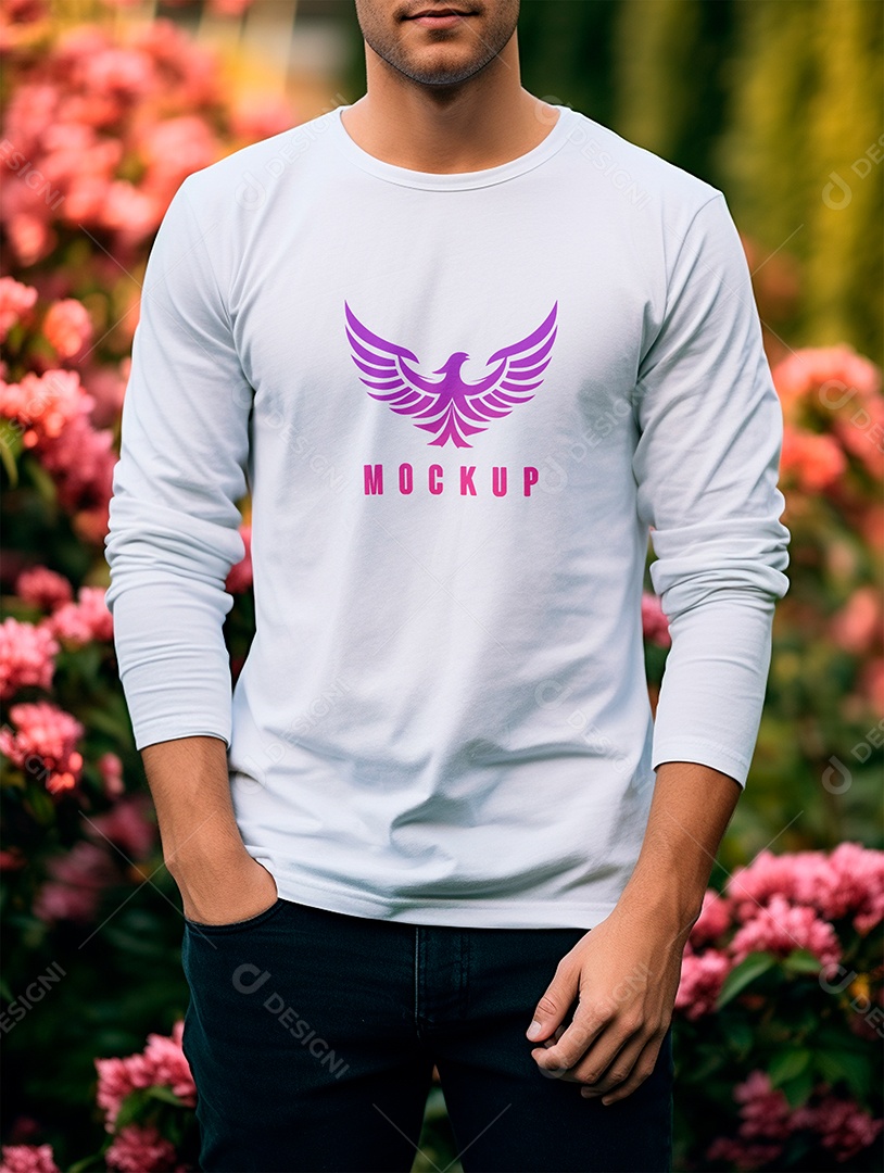 Mockup de Camiseta Manga Longa PSD Editável