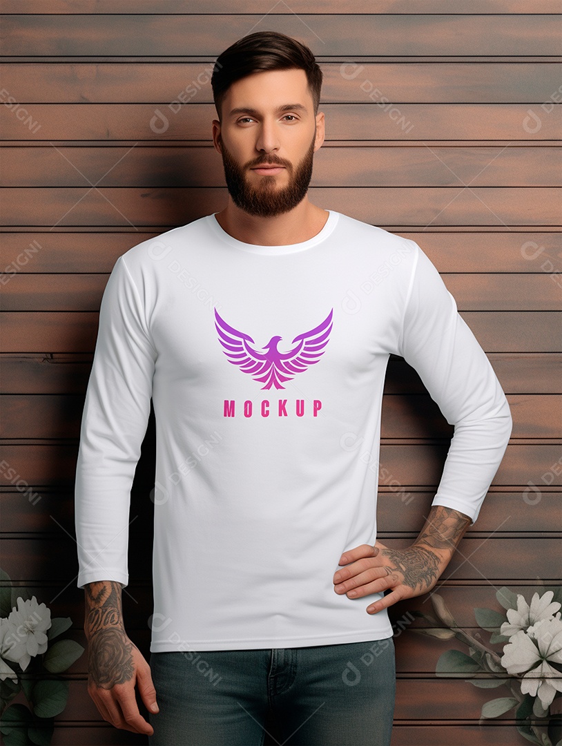 Mockup de Camiseta Manga Longa PSD Editável