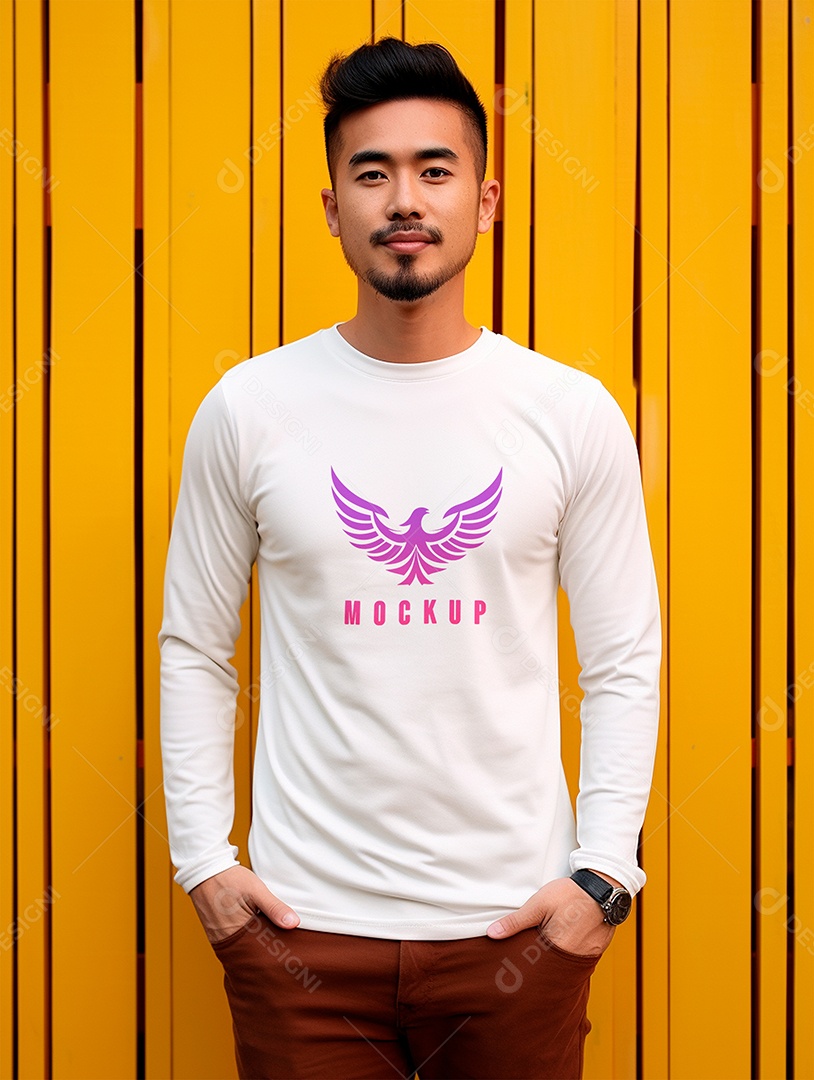 Mockup de Camiseta Manga Longa PSD Editável
