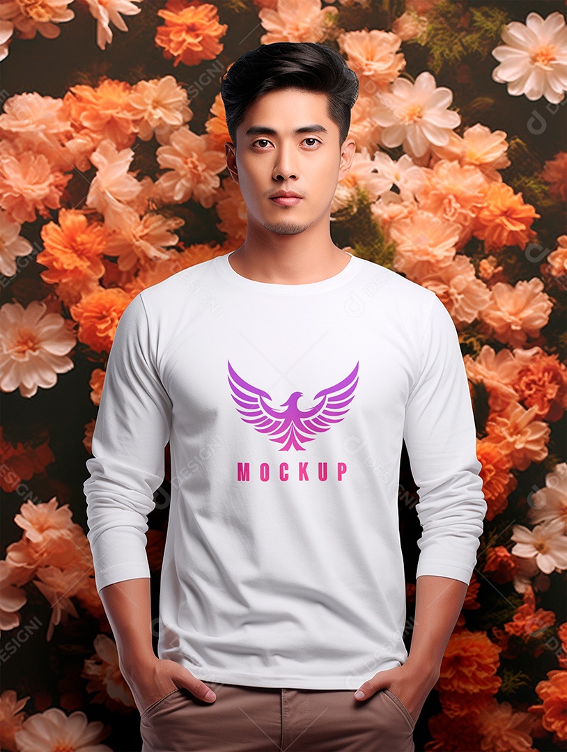 Mockup de Camiseta Manga Longa PSD Editável