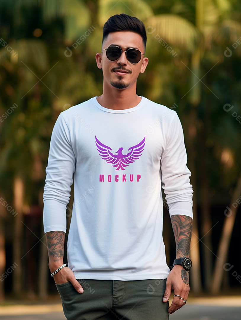 Mockup de Camiseta Manga Longa PSD Editável