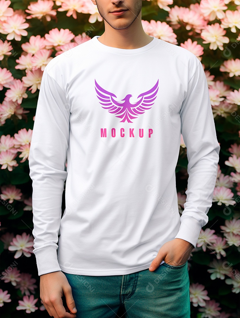 Mockup de Camiseta Manga Longa PSD Editável