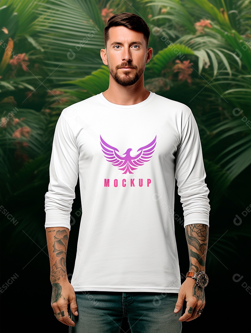 Mockup de Camiseta Manga Longa PSD Editável