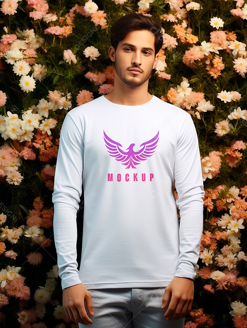 Mockup de Camiseta Manga Longa PSD Editável