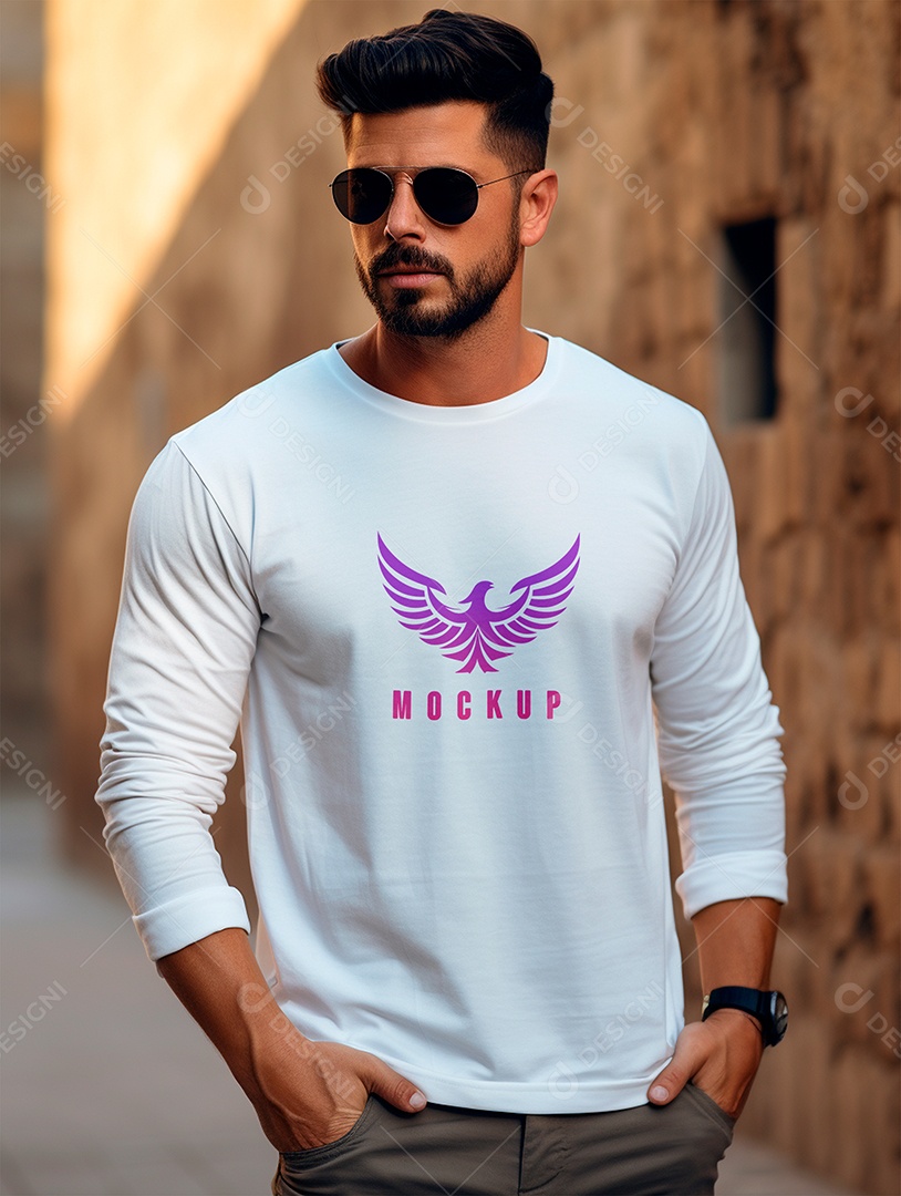 Mockup de Camiseta Manga Longa PSD Editável