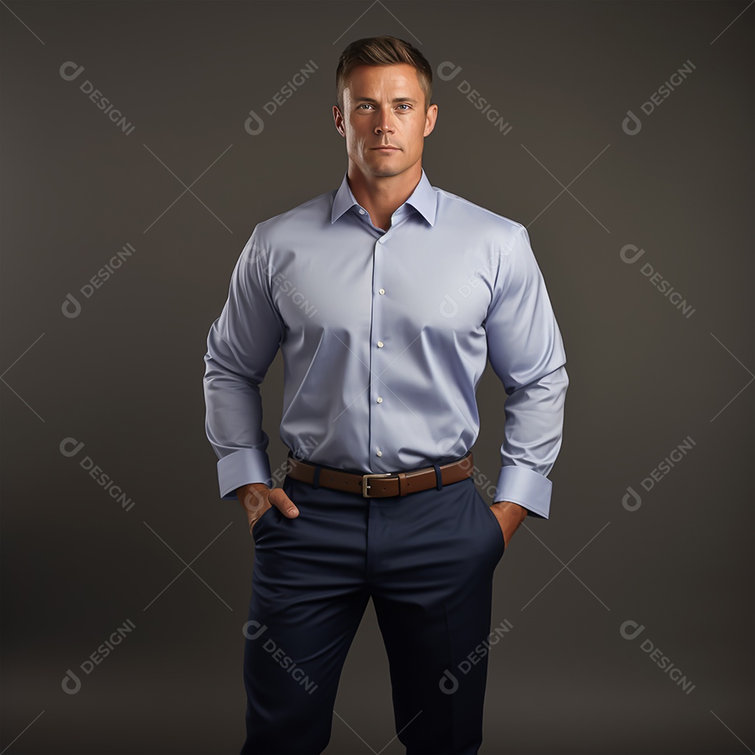 Jovem bonito bem bestido em fundo escuro