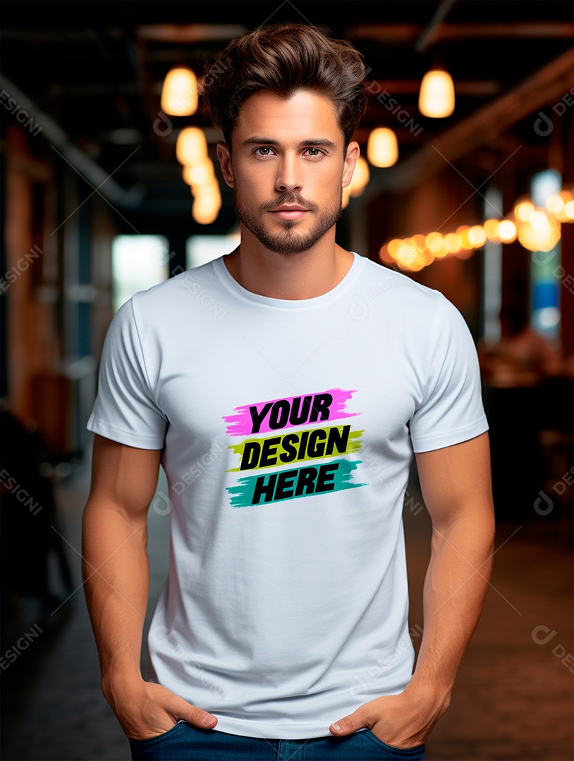 Mockup de Camiseta Masculina PSD Editável