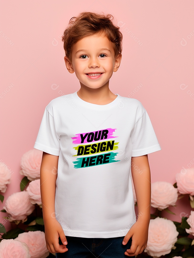 Mockup de Camiseta Infantil Branca PSD Editável