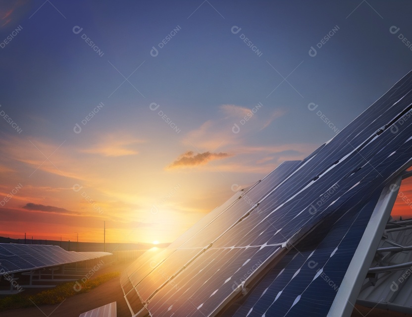 Placas solares sobre campo fotovoltaico