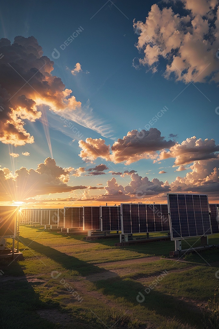 Placas solares sobre campo fotovoltaico