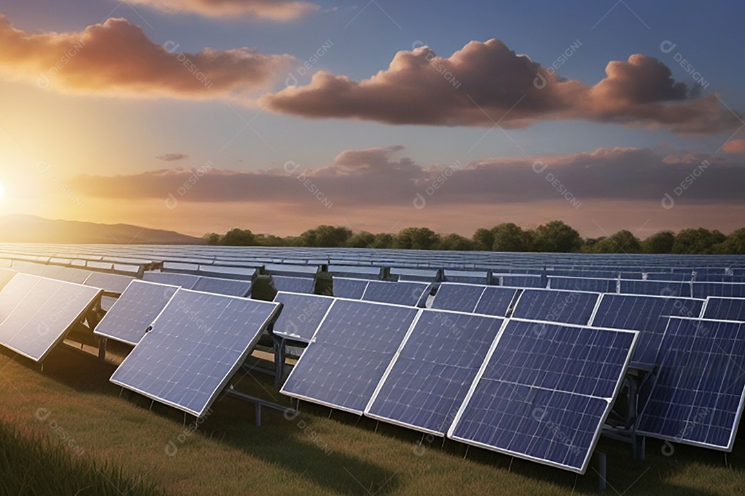 Placas solares sobre campo fotovoltaico