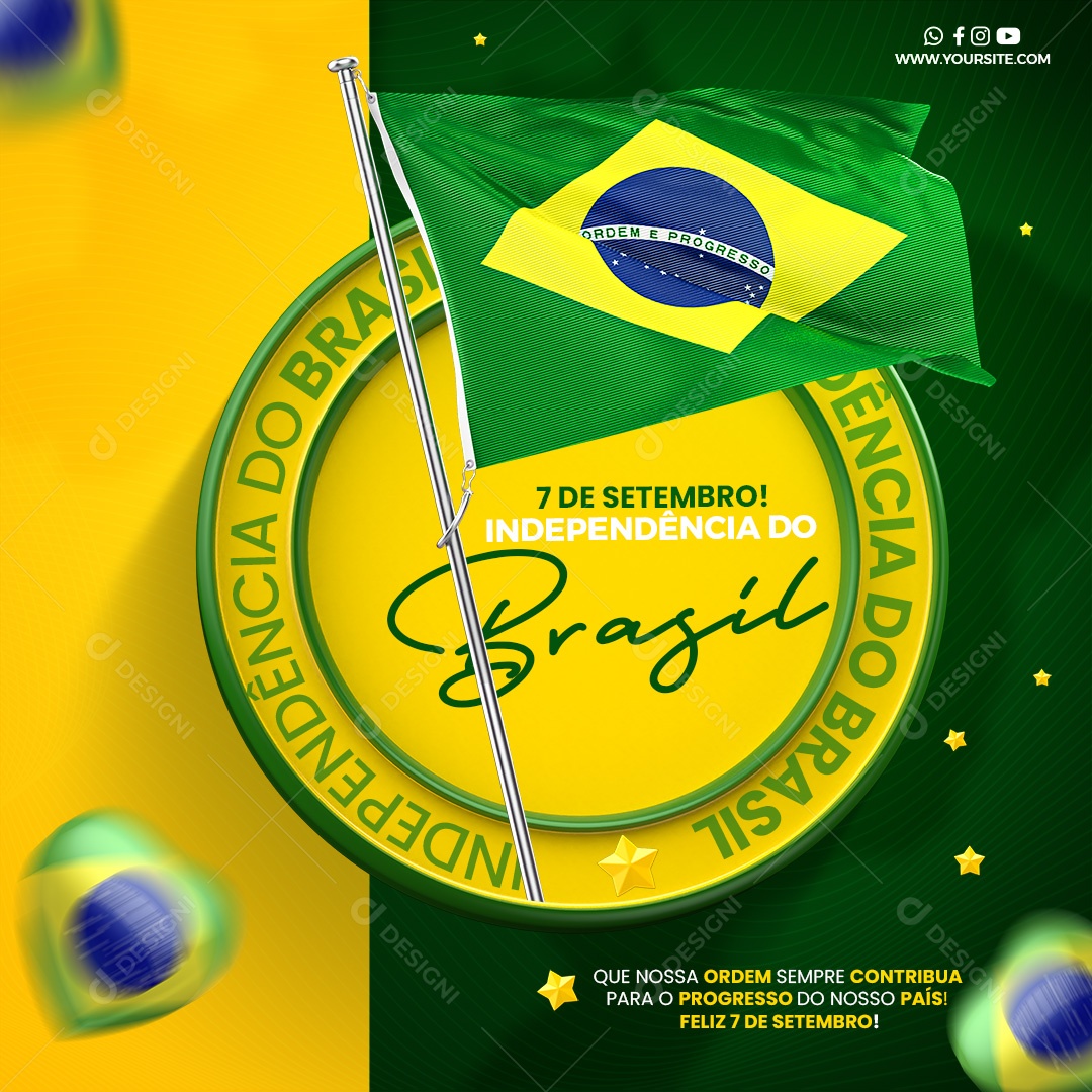 Feliz 7 De Setembro Independência Do Brasil PSD Editável