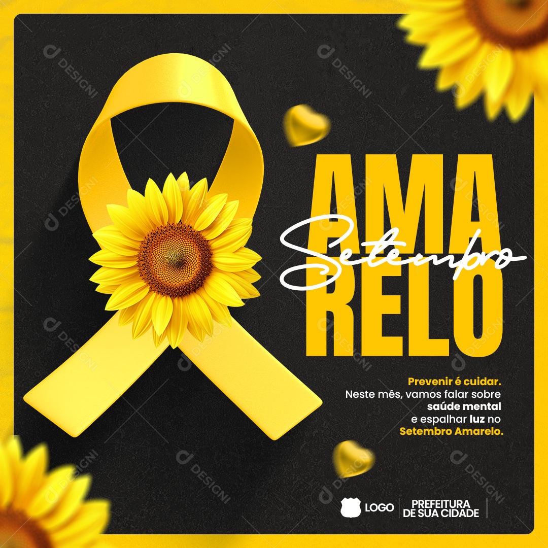 Social Media September Yellow Mental Health PSD Editable