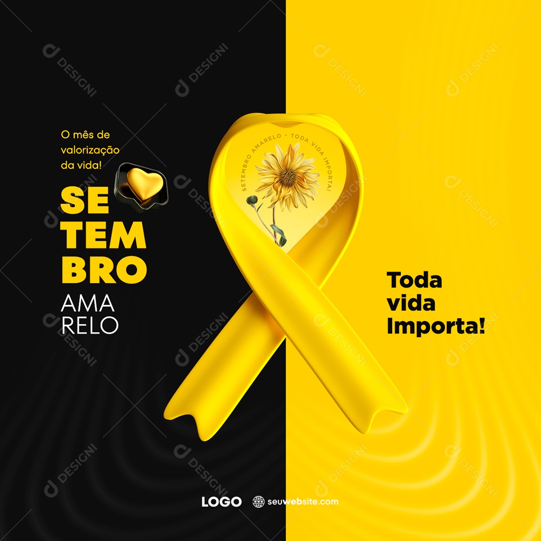 Social Media Mês De Valorização Da Vida Setembro Amarelo PSD Editável