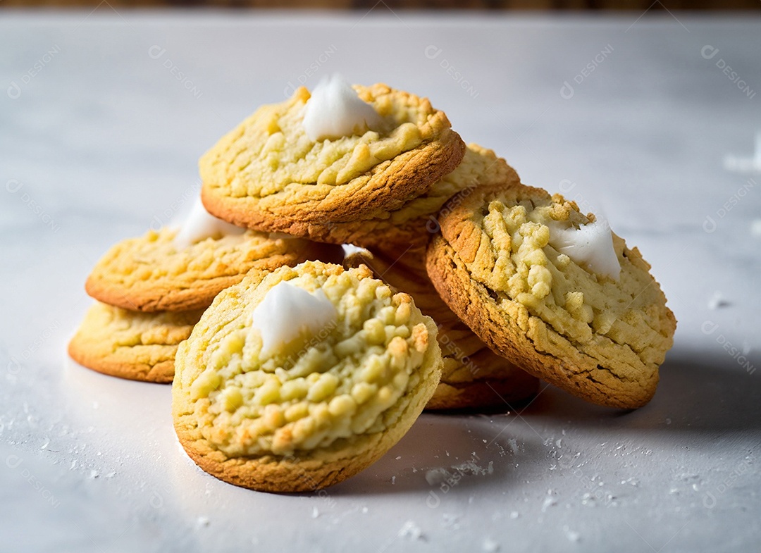 Biscoitos de coco em fundo branco