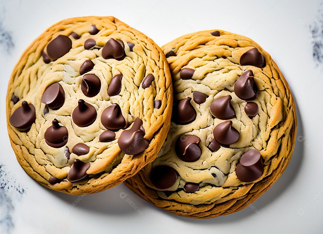 Biscoitos de chocolate em fundo branco