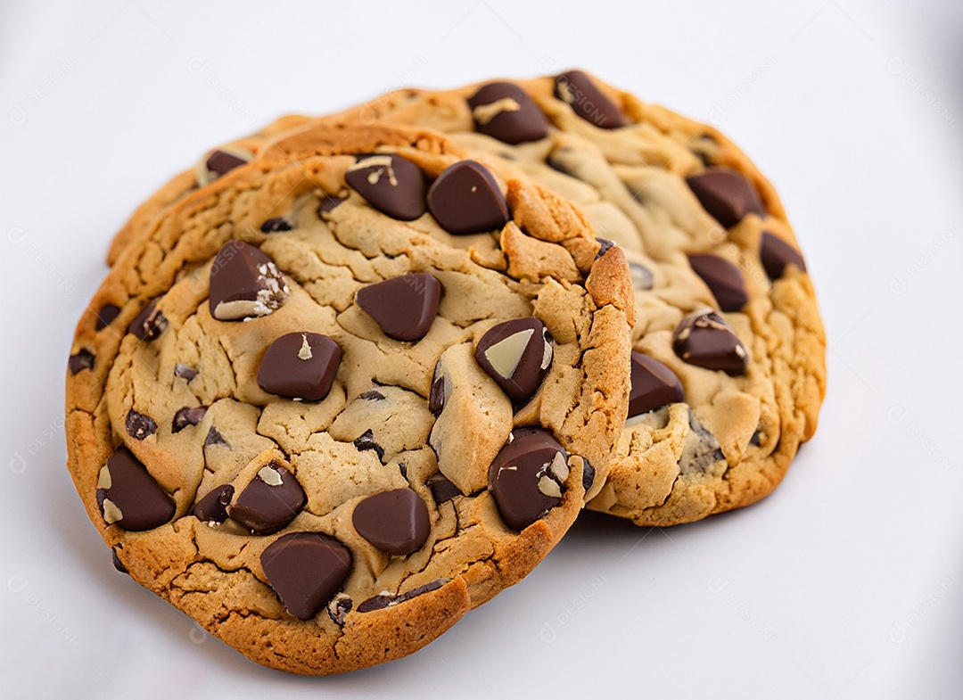 Biscoitos de chocolate em fundo branco