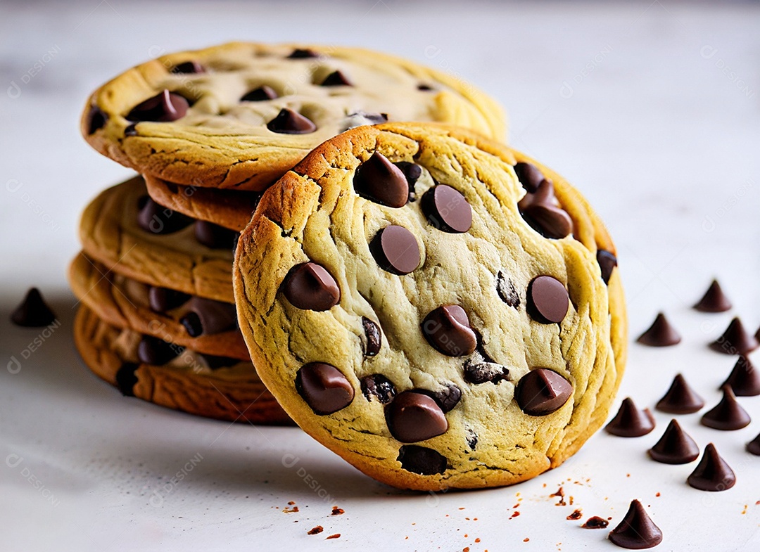 Biscoitos de chocolate em fundo branco