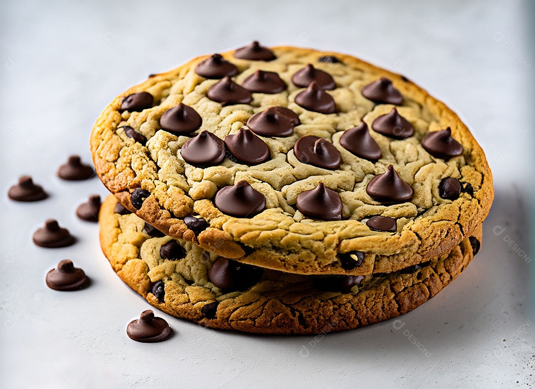Biscoitos de chocolate em fundo branco