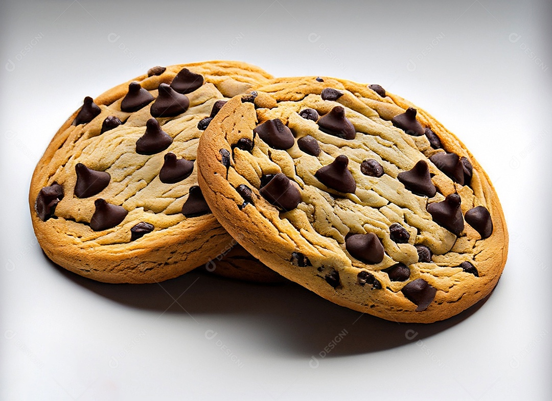 Biscoitos de chocolate em fundo branco