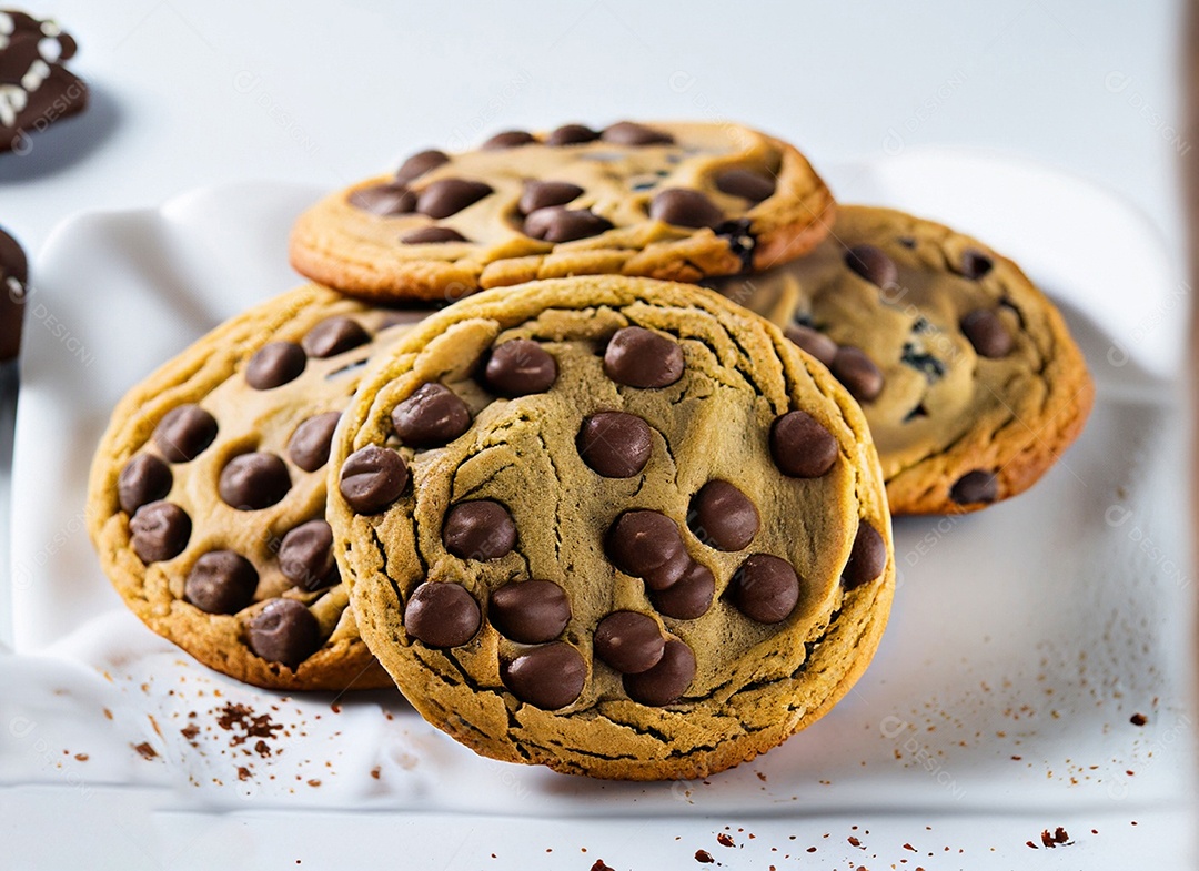 Biscoitos de chocolate em fundo branco