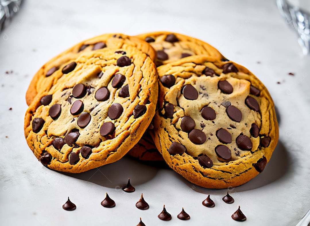Biscoitos de chocolate em fundo branco