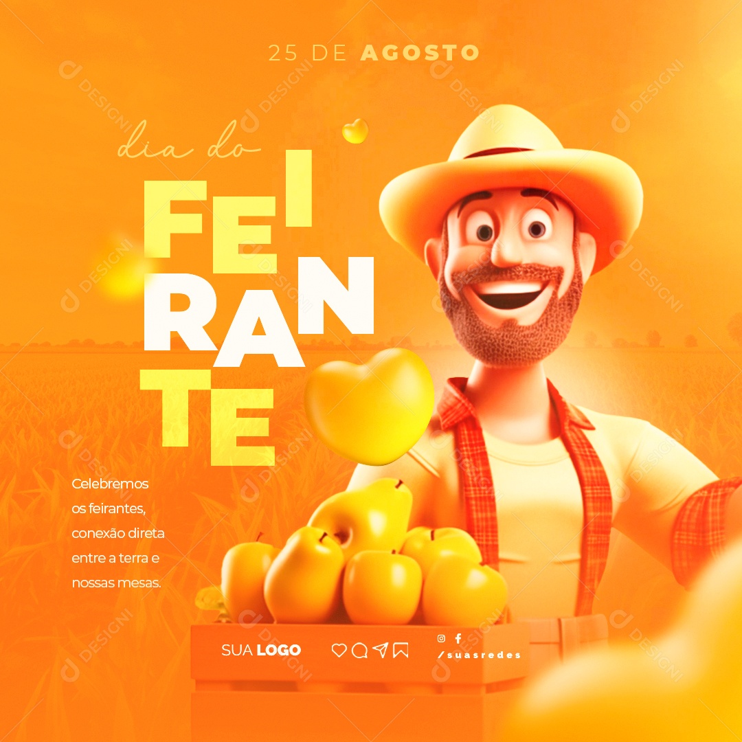Dia do Feirante Celebremos os Feirantes 25 de Agosto Social Media PSD Editável