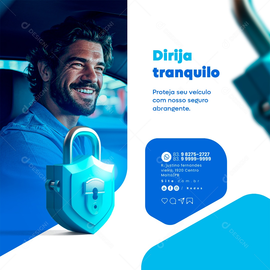 Proteção Veicular Dirija Tranquilo Social Media PSD Editável