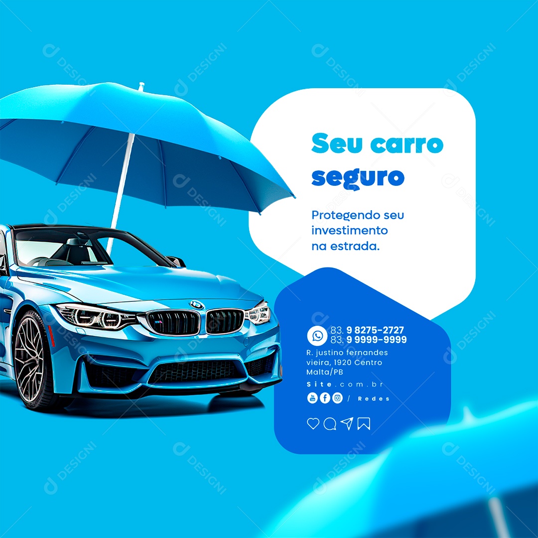 Proteção Veicular Seu Carro Seguro Social Media PSD Editável