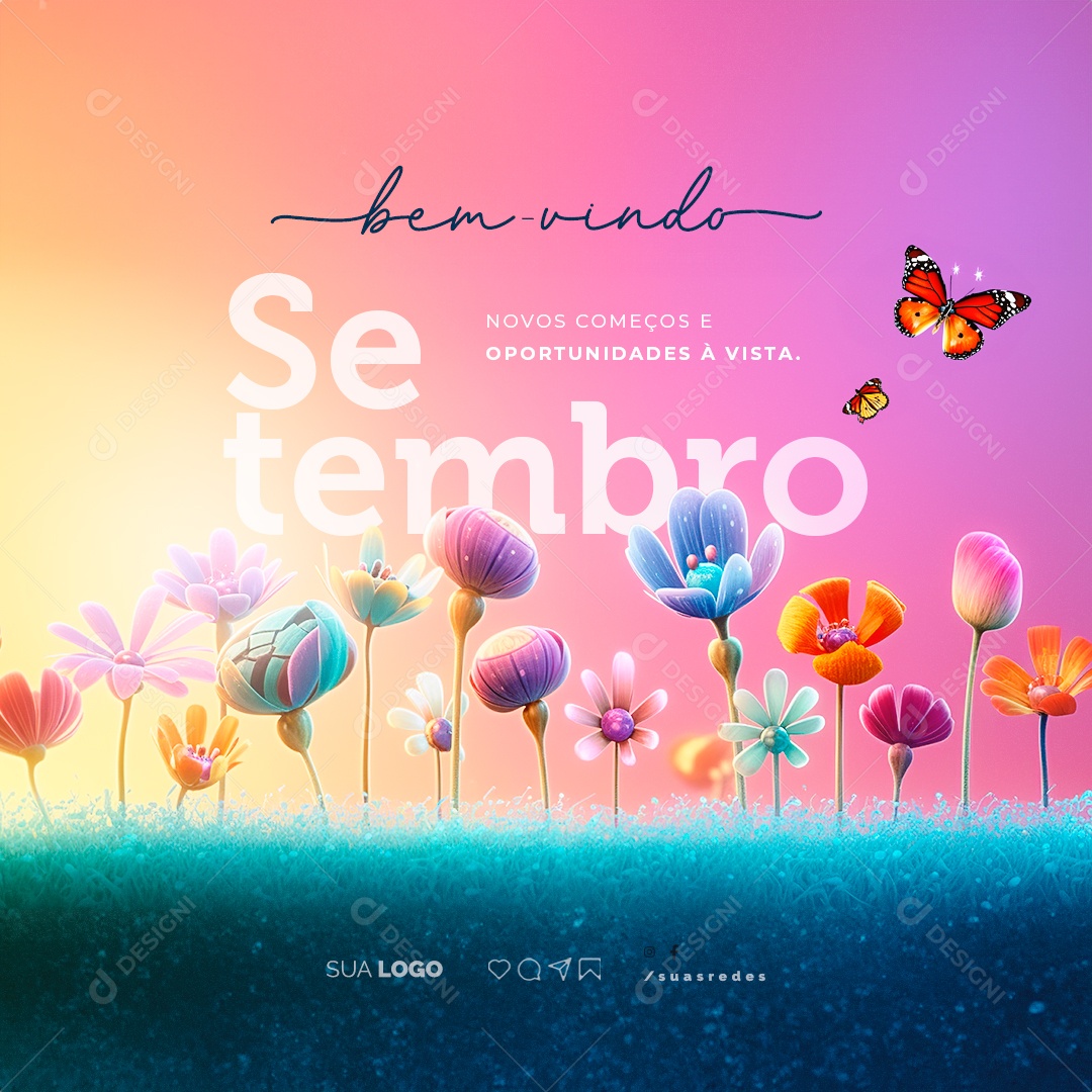 Bem Vindo Setembro Novos Começos e Oportunidades à Vista Social Media PSD Editável