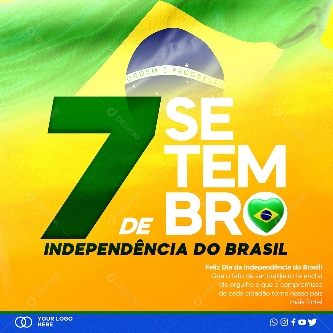 Dia da Independência do Brasil 7 De Setembro Social Media PSD Editável