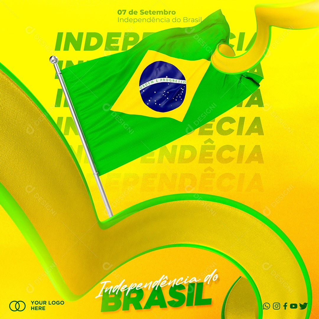 Social Media Dia da Independência do Brasil 07 de Setembro PSD Editável