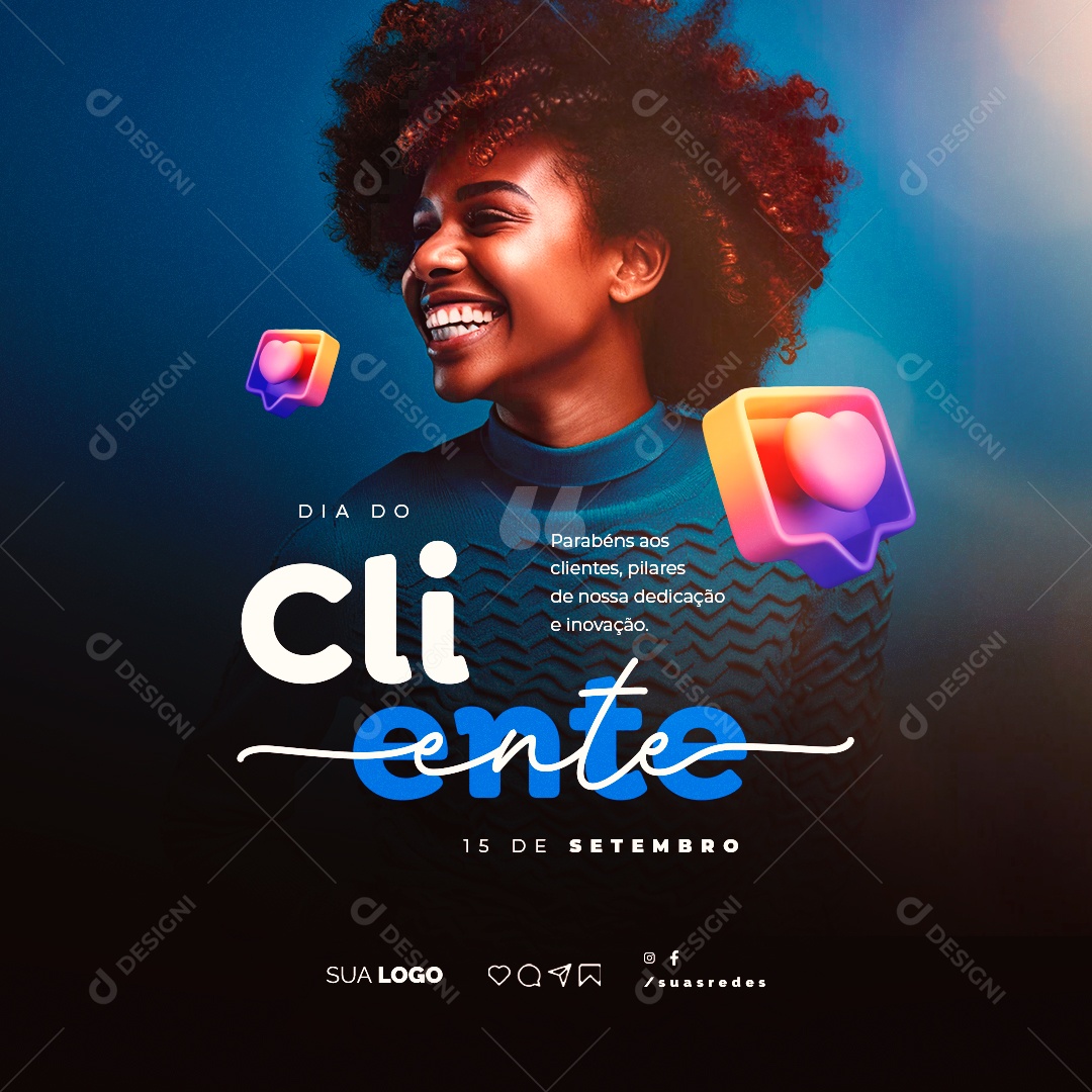 Dia Do Cliente Parabéns aos Clientes 15 de Setembro Social Media PSD Editável