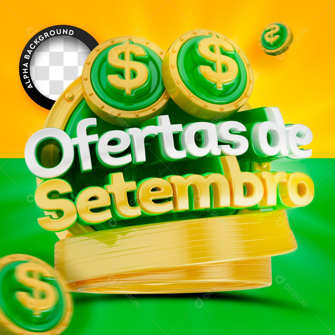 Selo 3D Ofertas De Setembro Para Composição PSD