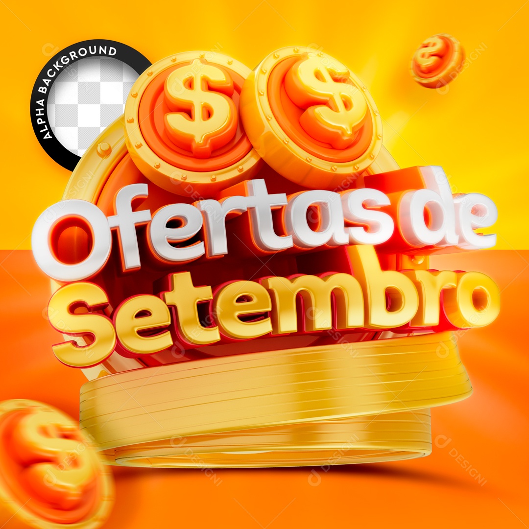 Selo 3D Ofertas De Setembro Para Composição PSD