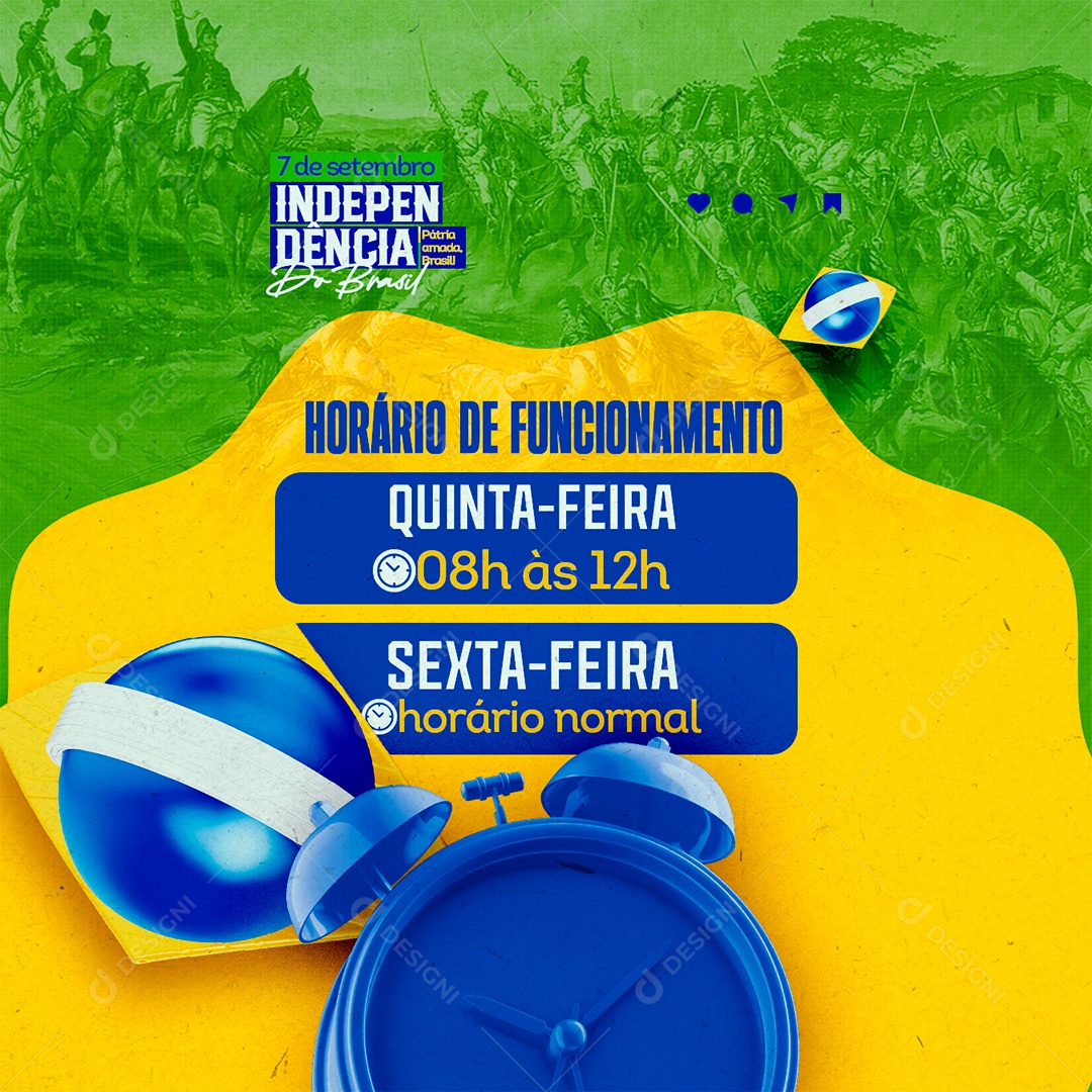 Social Media 7 de Setembro Horário De Funcionamento PSD Editável
