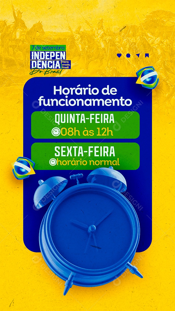 Story Horário De Funcionamento 7 De Setembro Social Media PSD Editável