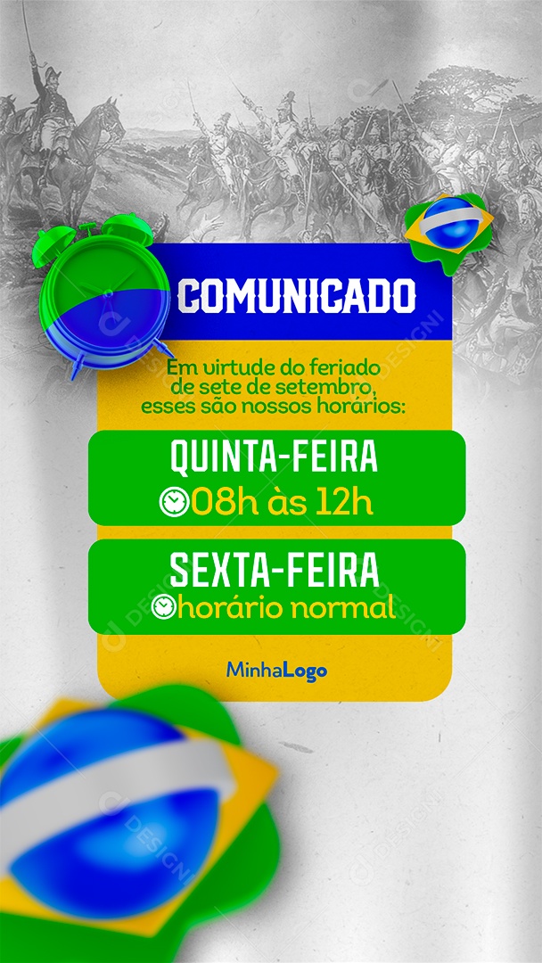 Social Media Story Comunicado Feriado Independência Do Brasil PSD Editável
