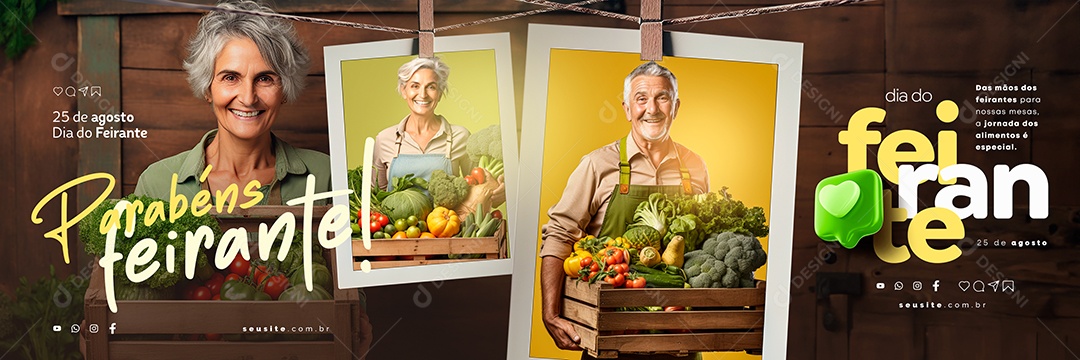 Carrossel Dia do Feirante Parabéns Das Mãos dos Feirantes para Nossas Mesas Social Media PSD Editável