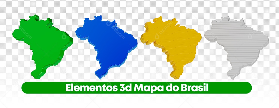 Mapa Do Brasil Elemento 3D Para Composição PSD